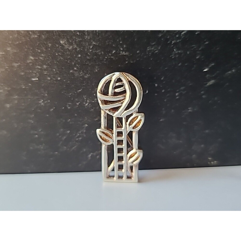 925 Sterling Silver Abstract Floral Brooch Vintage Signed CJL
